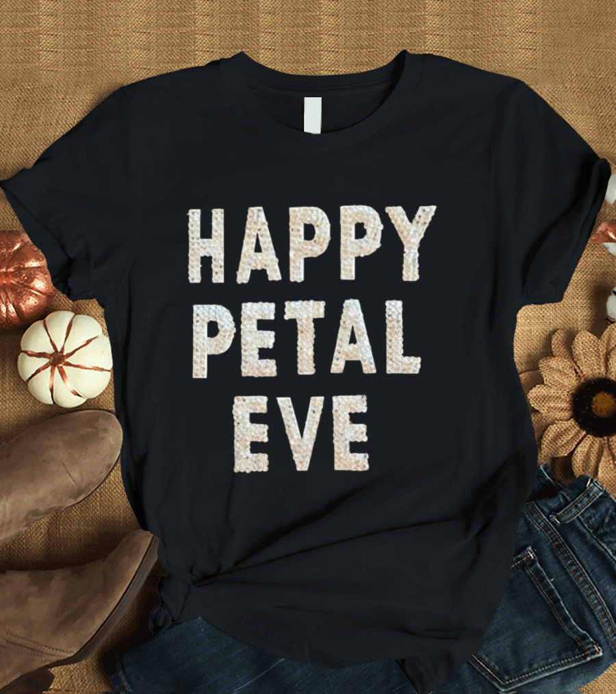 HAPPY PETAL EVE Rhinestone Lettering T-Shirt