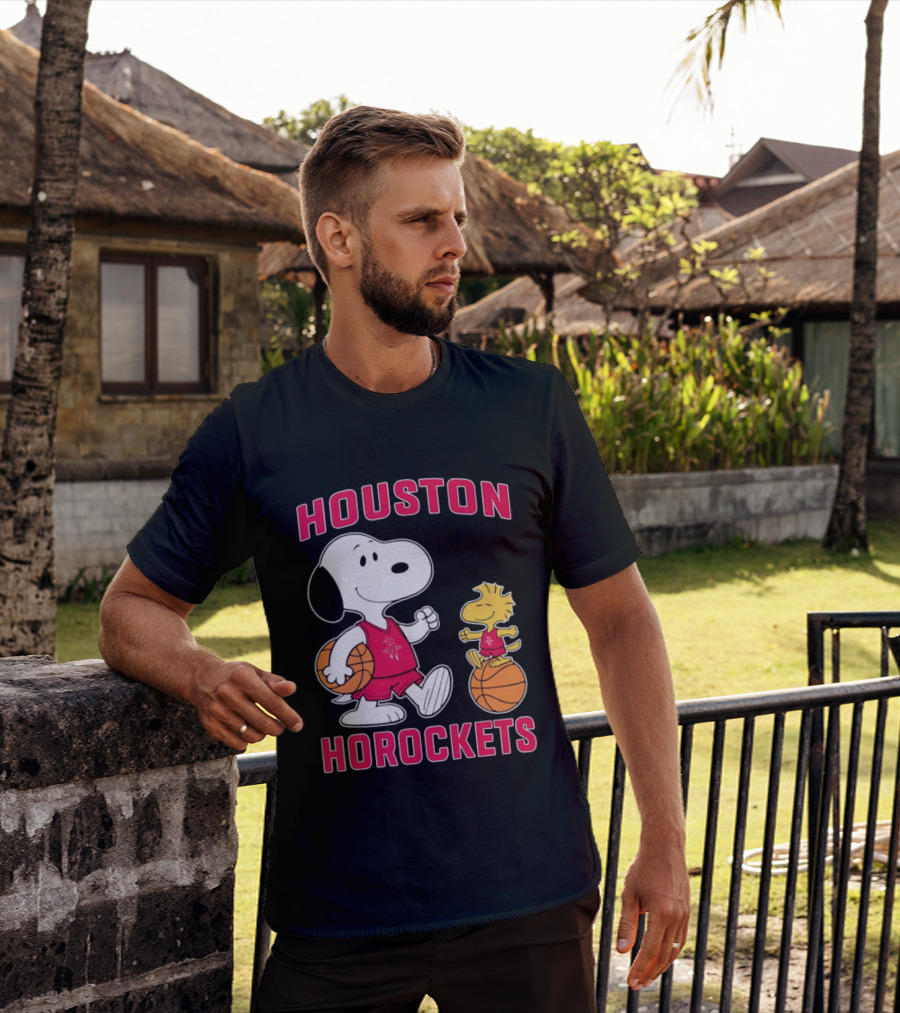 Snoopy Woodstock Houston Rockets Basketball Team T-Shirt