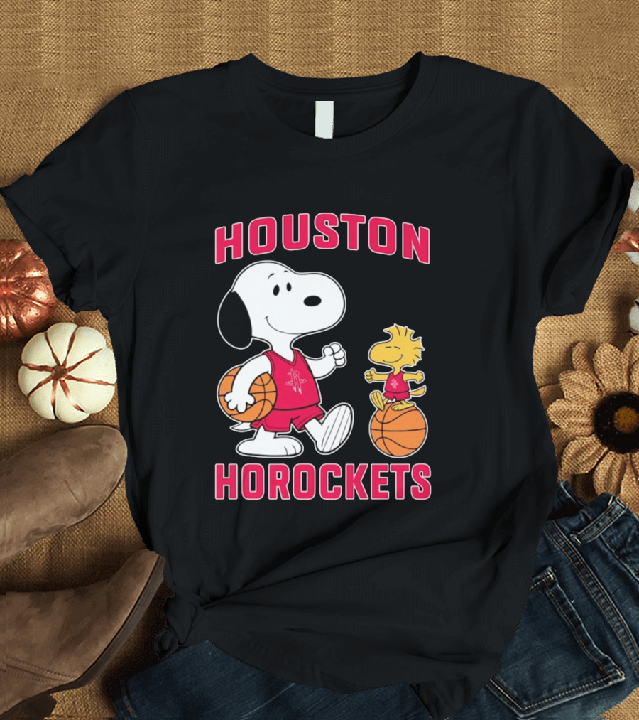 Snoopy Woodstock Houston Rockets Basketball Team T-Shirt