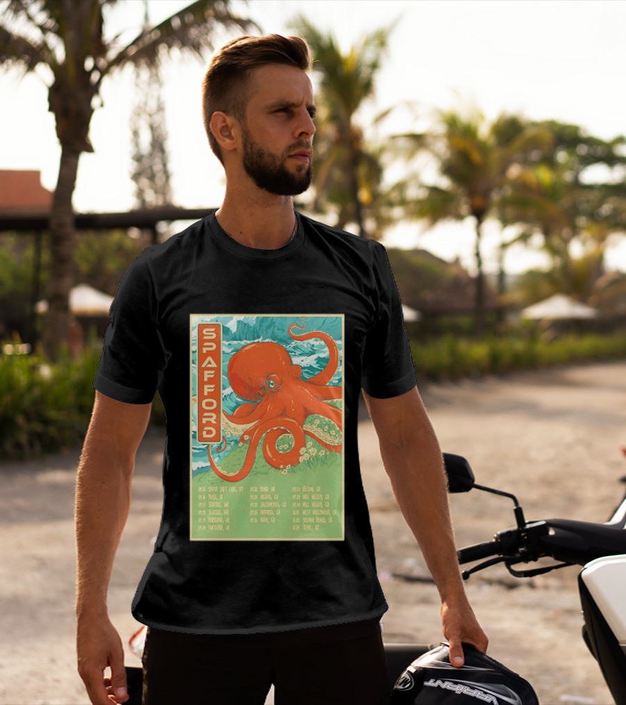 Spafford Fall Tour 2026 Octopus Illustration With Cities And Dates T-Shirt