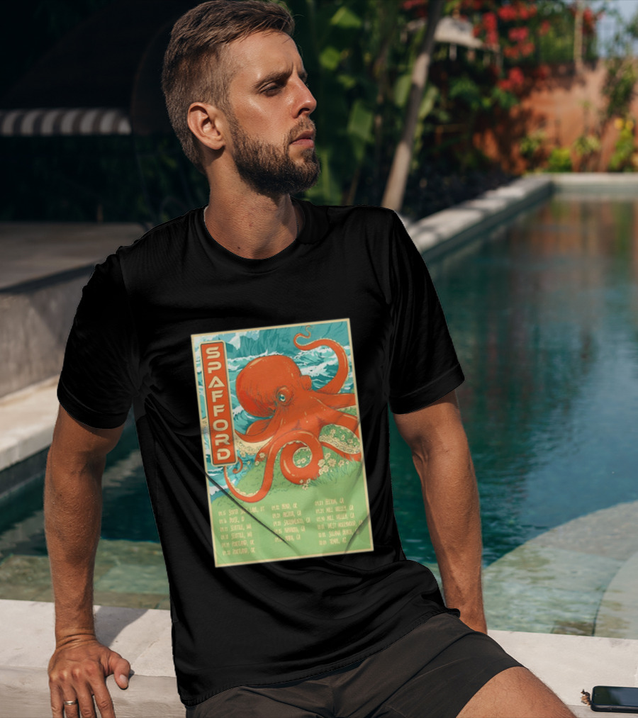 Spafford Fall Tour 2026 Octopus Illustration With Cities And Dates T-Shirt