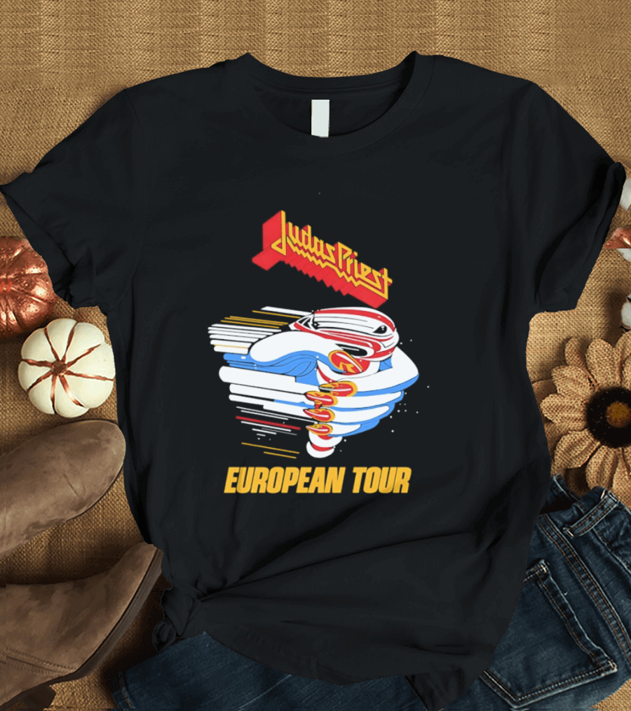 Judas Priest Turbo European Tour 1986 Vintage Album Cover T-Shirt