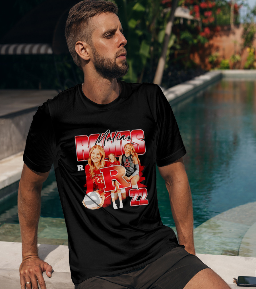 Malia Romes 22 NCAA Women's Volleyball Rutgers Team T-Shirt