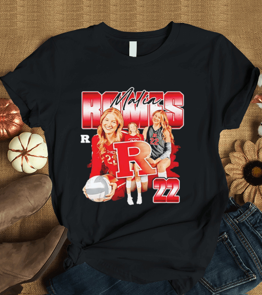 Malia Romes 22 NCAA Women's Volleyball Rutgers Team T-Shirt
