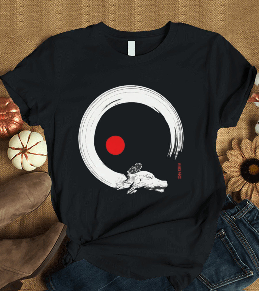 Never Ending Inks Atreyu Falkor The Neverending Story Japanese Enso Circle Red Dot T-Shirt