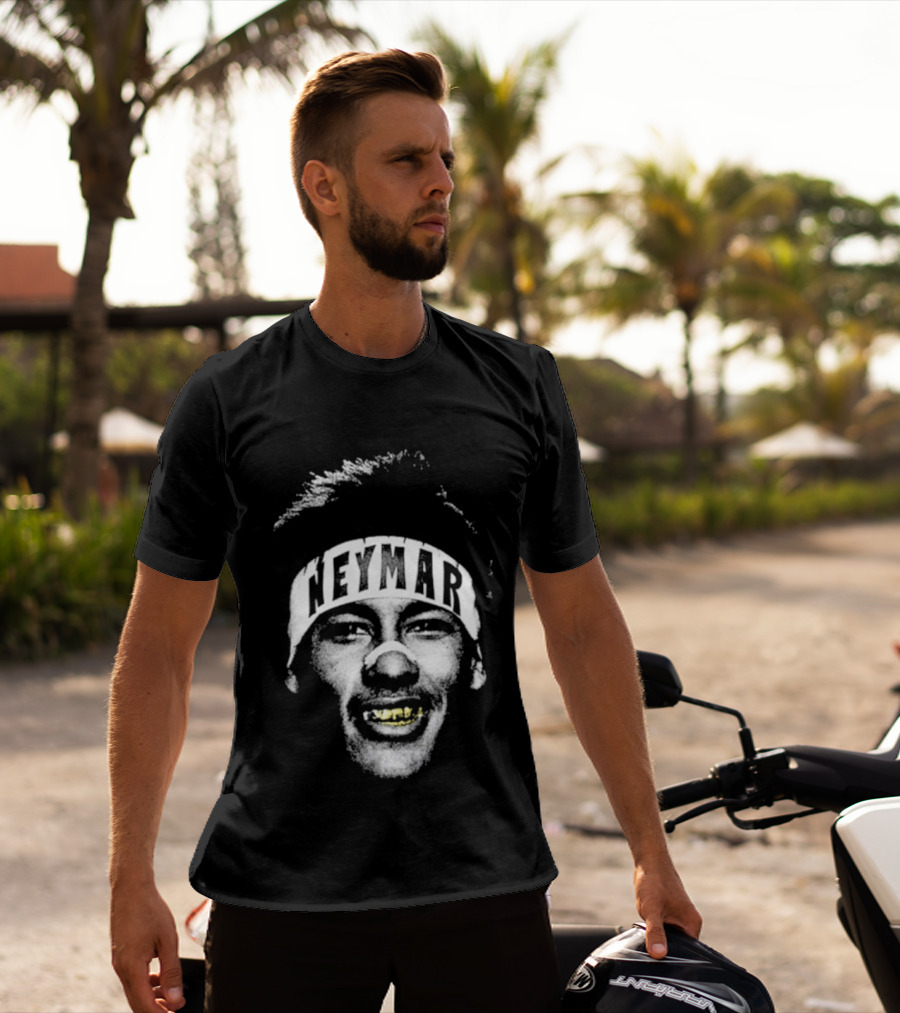 Neymar Headband Gold Grill Black And White T-Shirt