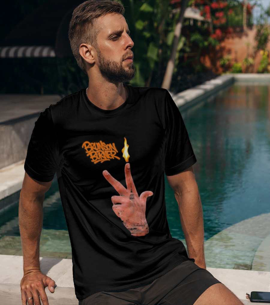 Brunson Burner Flame Hand New York Knicks Jalen Brunson T-Shirt