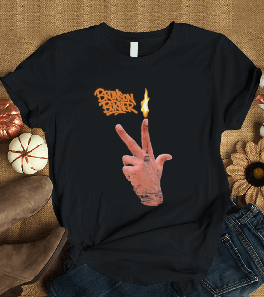 Brunson Burner Flame Hand New York Knicks Jalen Brunson T-Shirt