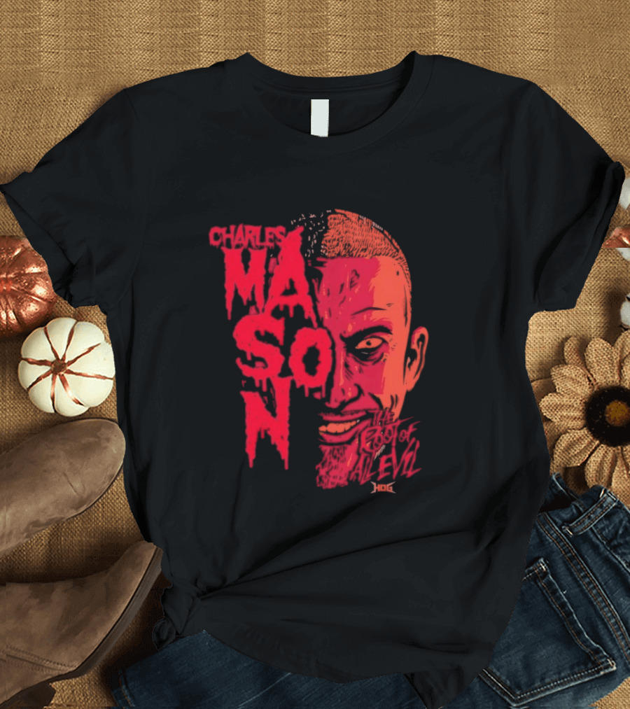 Charles Mason The Root Of All Evil Red Face T-Shirt