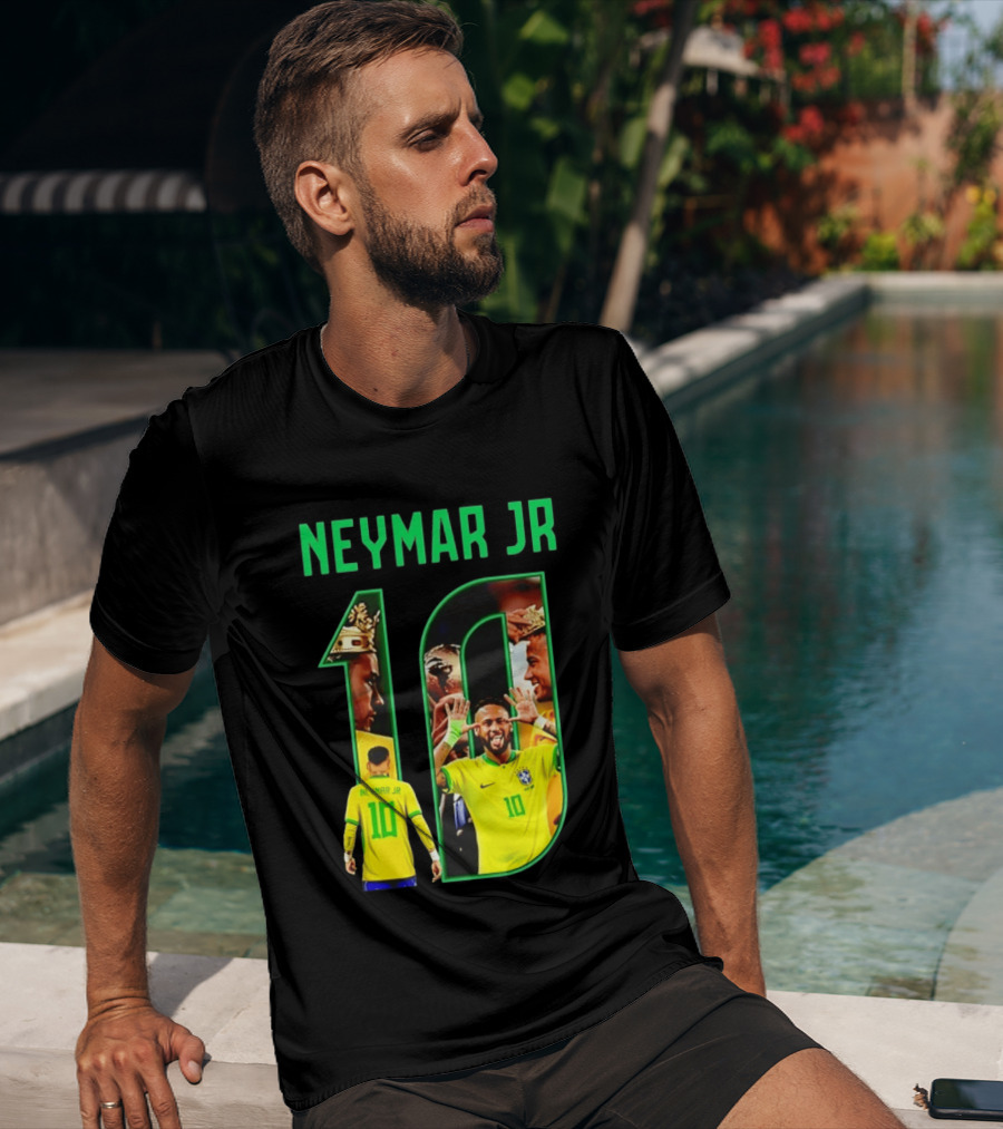 Neymar Jr 10 Brazil Soccer Iconic Celebration Images T-Shirt