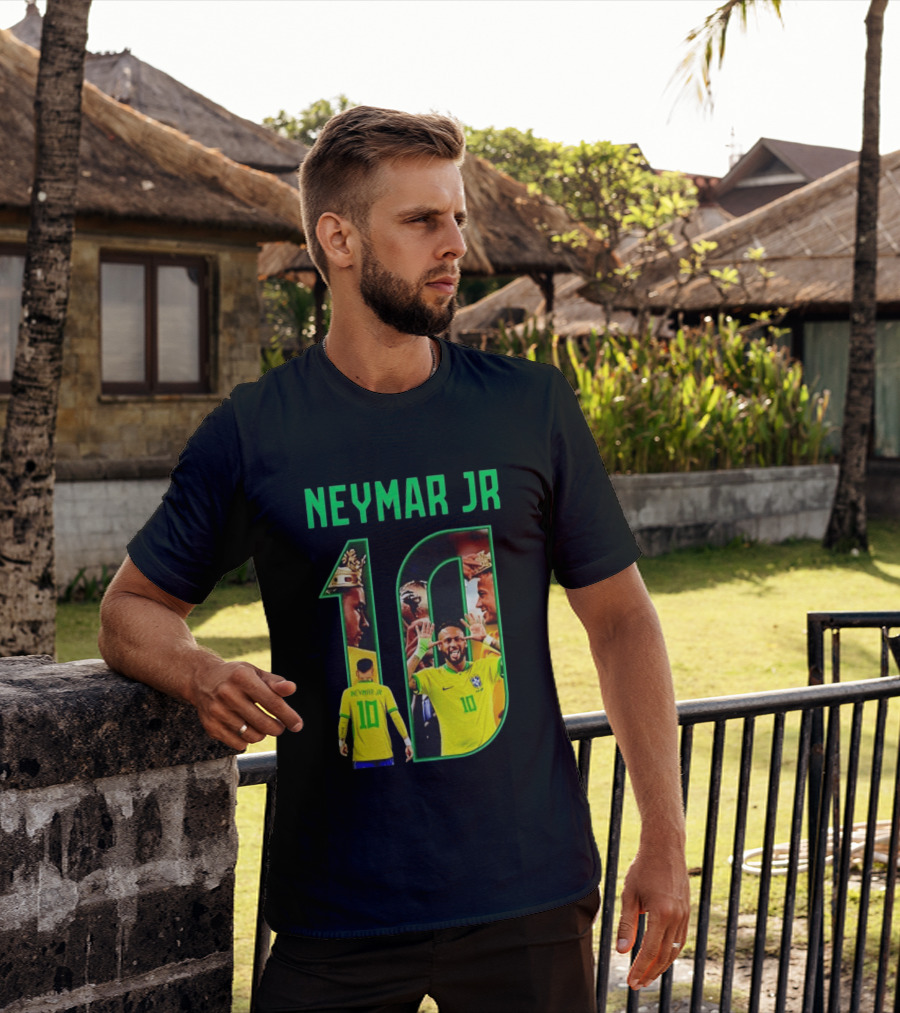 Neymar Jr 10 Brazil Soccer Iconic Celebration Images T-Shirt