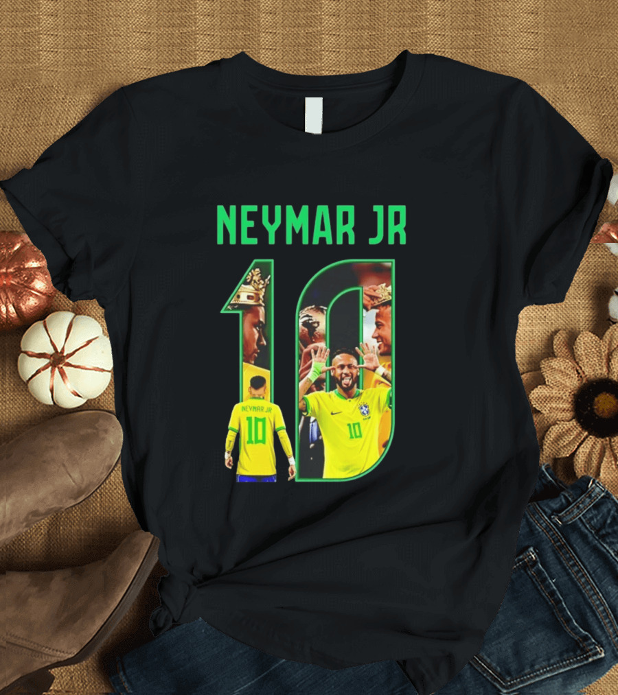 Neymar Jr 10 Brazil Soccer Iconic Celebration Images T-Shirt