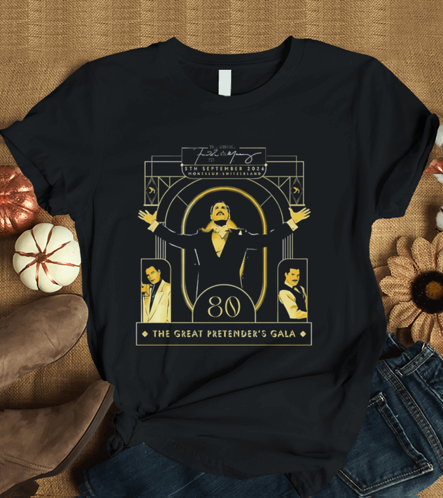 Freddie Mercury 80th Birthday Celebration The Great Pretender's Gala 5th September 2026 Casino Barriere Montreux Switzerland T-Shirt