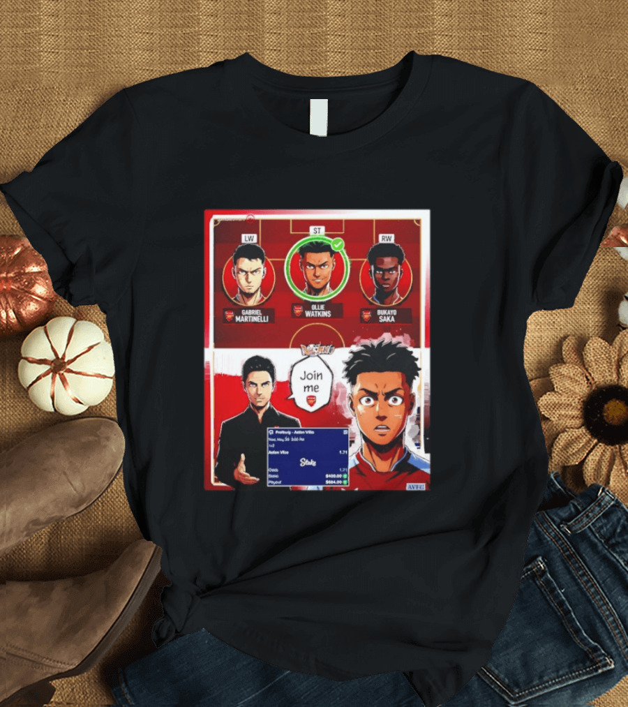 Gabriel Martinelli Ollie Watkins Bukayo Saka Join Me Arsenal Team Anime T-Shirt