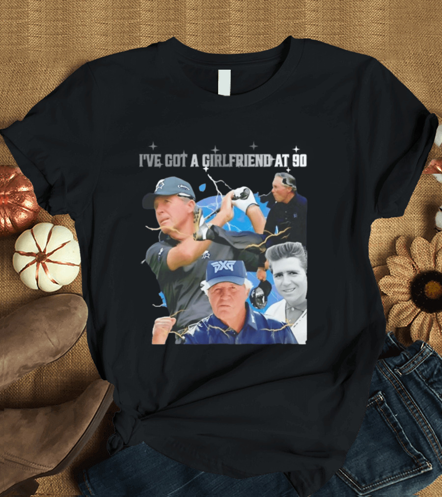 Gary Player I've Got A Girlfriend At 90 Golf Legend Photomontage T-Shirt