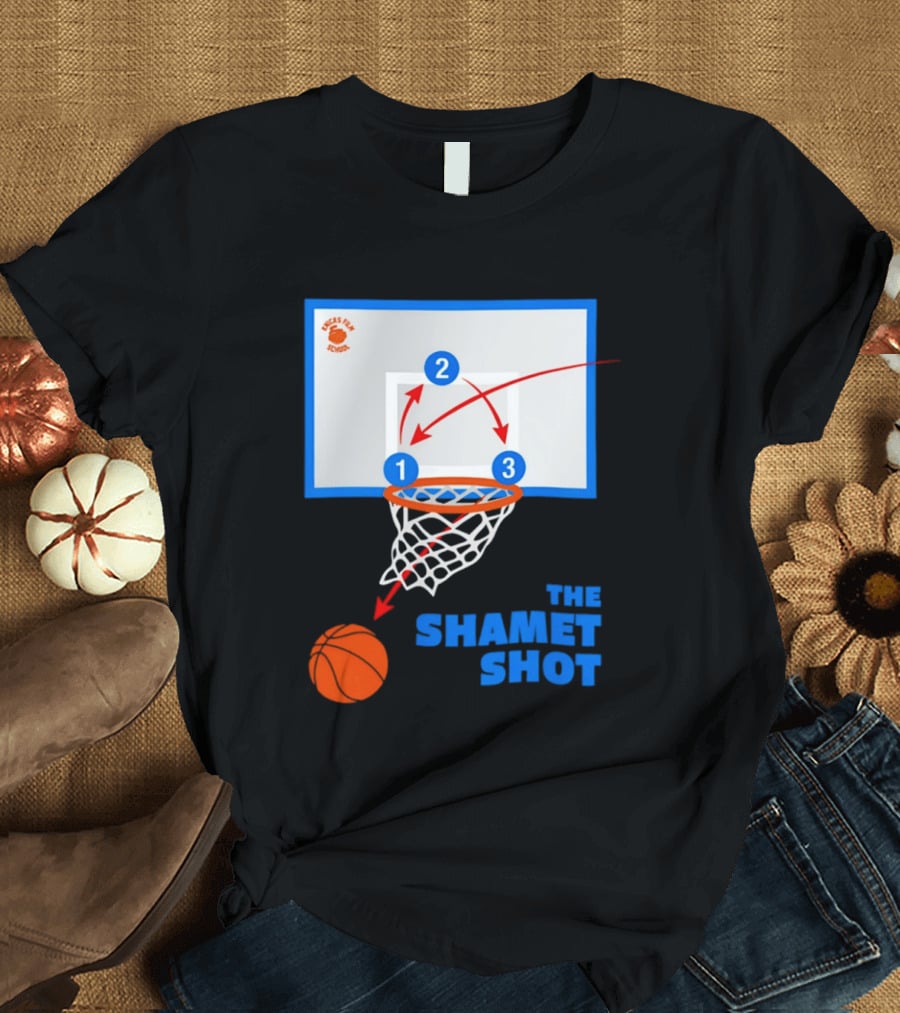 Knicks Fan School The Shamet Shot Diagram New York Knicks T-Shirt