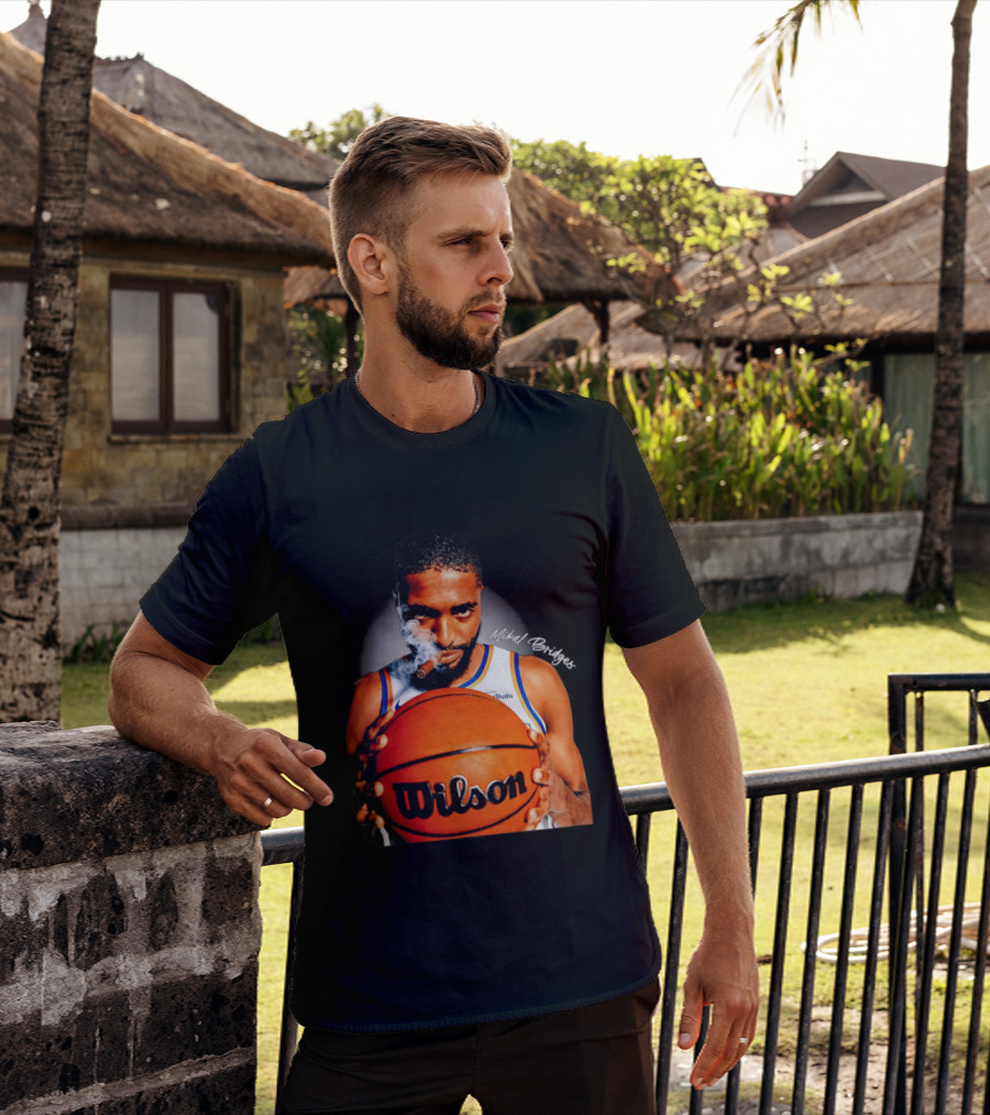 Mikal Bridges Smoking Cigar New York Knicks Wilson Basketball T-Shirt