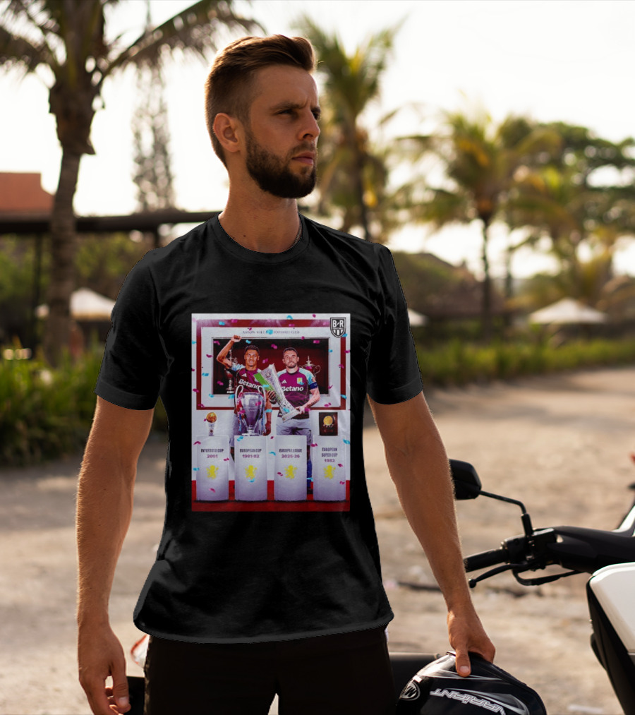 Aston Villa Football Club Europa League 2025 26 European Cup Winners T-Shirt