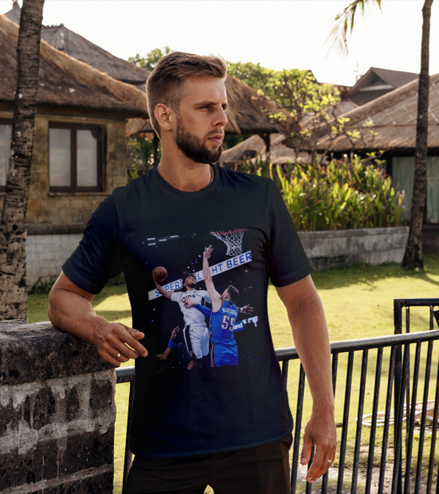 Spurs Dunk Over Hartenstein NBA Basketball Action T-Shirt