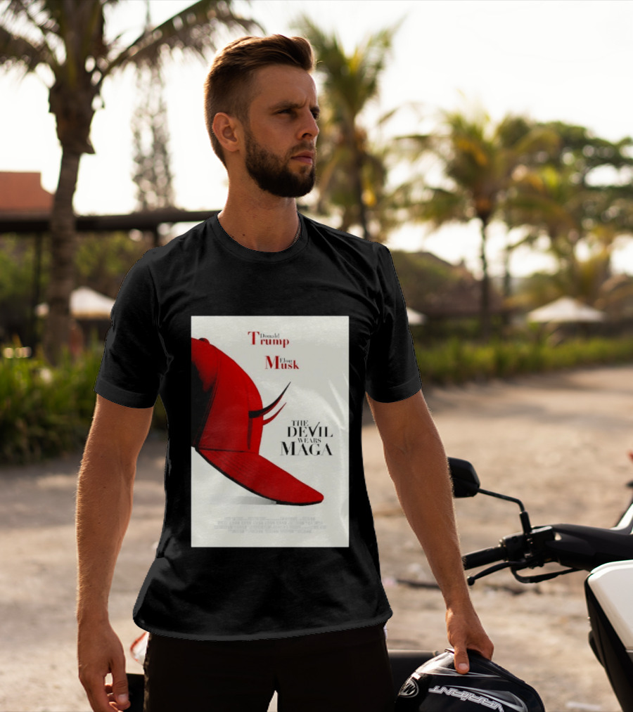 Donald Trump Elon Musk The Devil Wears MAGA Hat With Horns T-Shirt
