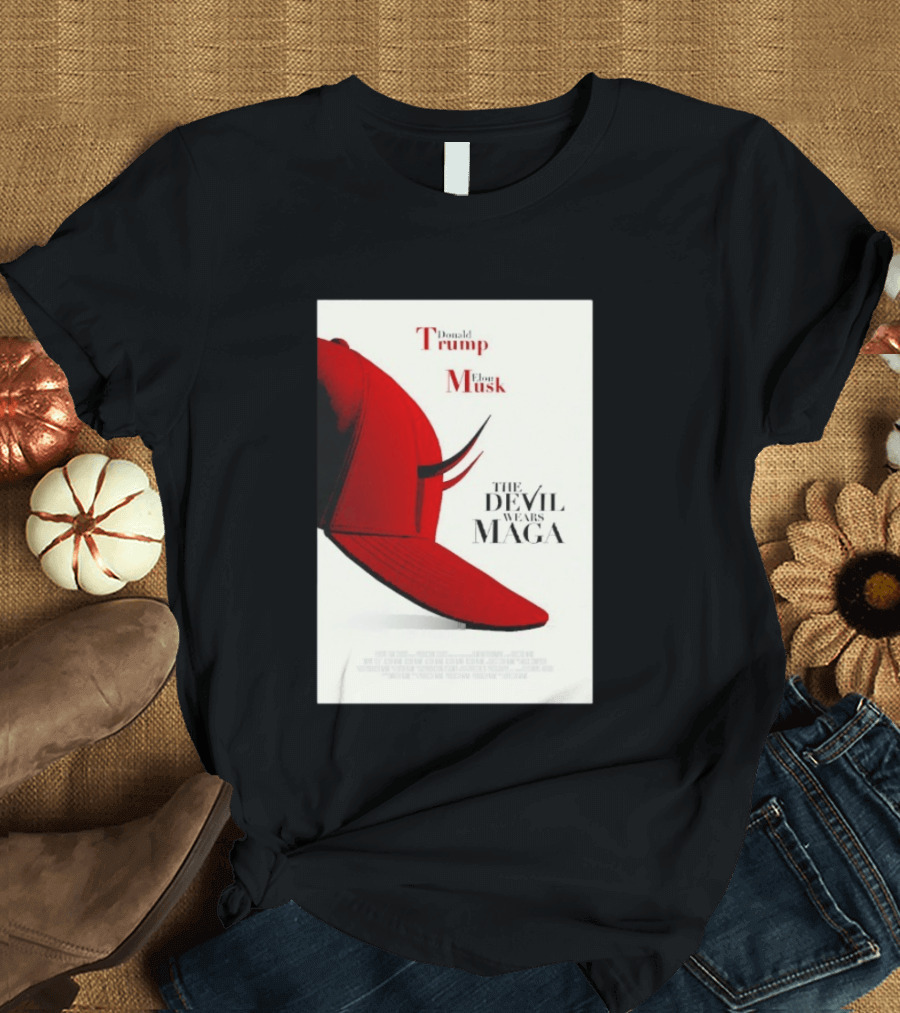 Donald Trump Elon Musk The Devil Wears MAGA Hat With Horns T-Shirt
