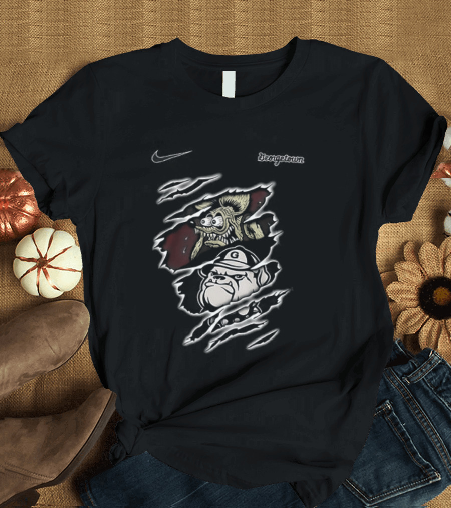 Rat Fink Hoyas Built Not To Bow Georgetown NCAA 2 Sided T-Shirt