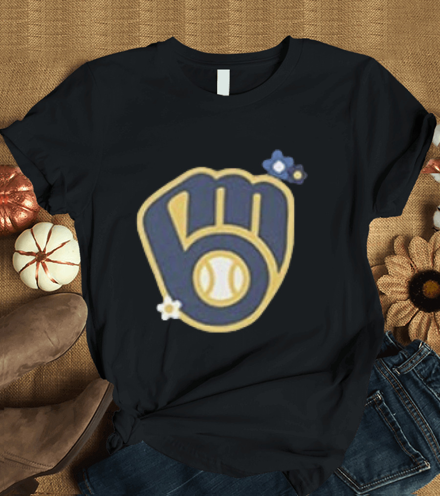 Milwaukee Brewers Flowers MLB 2026 Two Sided Baseball T-Shirt