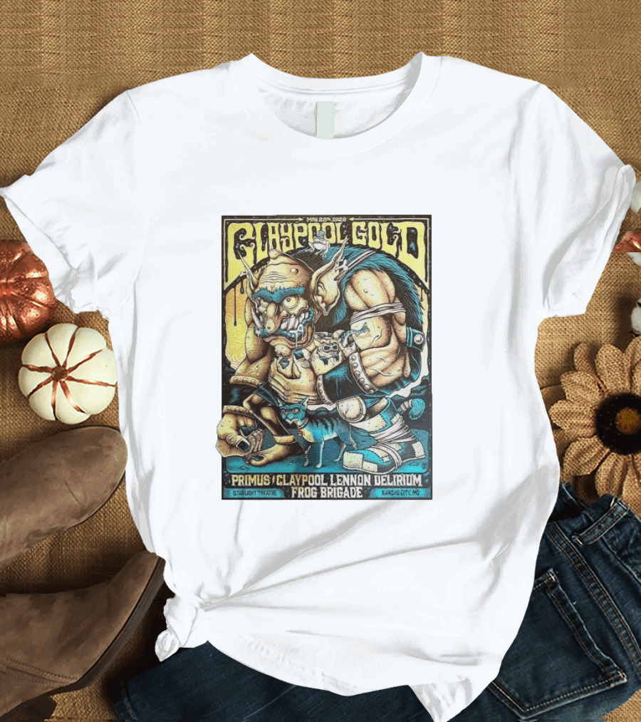 May 28 2026 Claypool Gold Primus Claypool Lennon Delirium Frog Brigade Starlight Theatre Kansas City MO T-Shirt