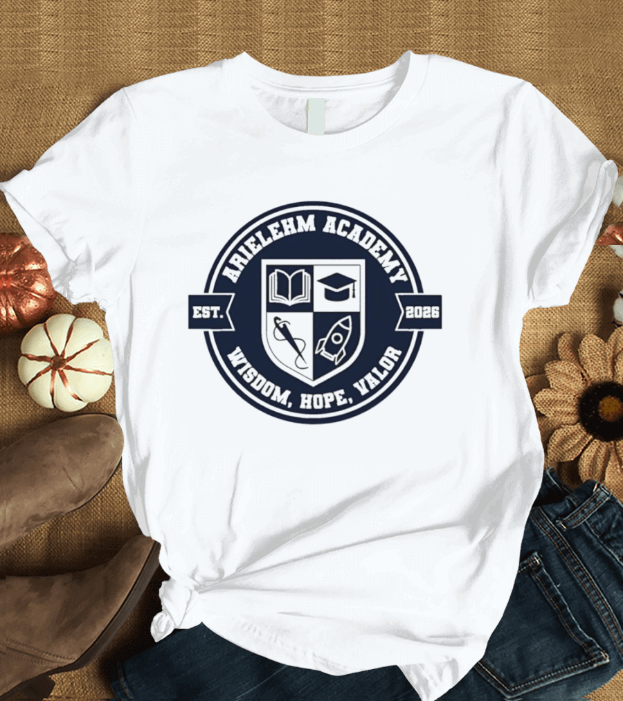 Arielehm Academy Crest Est 2026 Wisdom Hope Valor T-Shirt