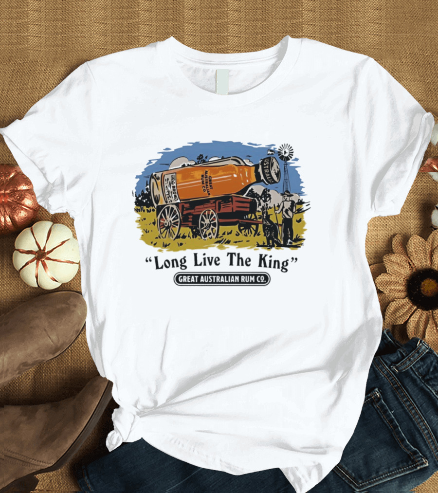 Long Live The King Great Australian Rum Co Vintage Wagon Scene T-Shirt