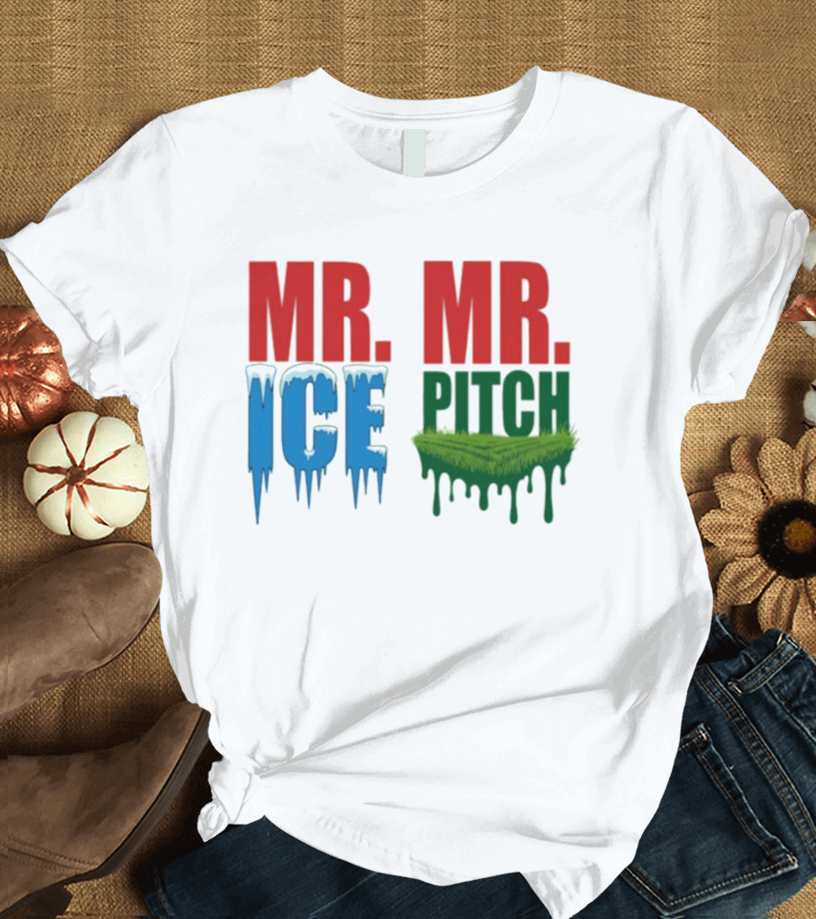 MR ICE MR PITCH Frosty Letters Green Grass Drips T-Shirt