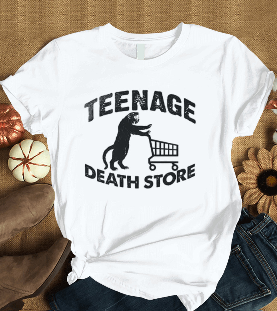 Teenage Death Store Bear Pushing Shopping Cart T-Shirt