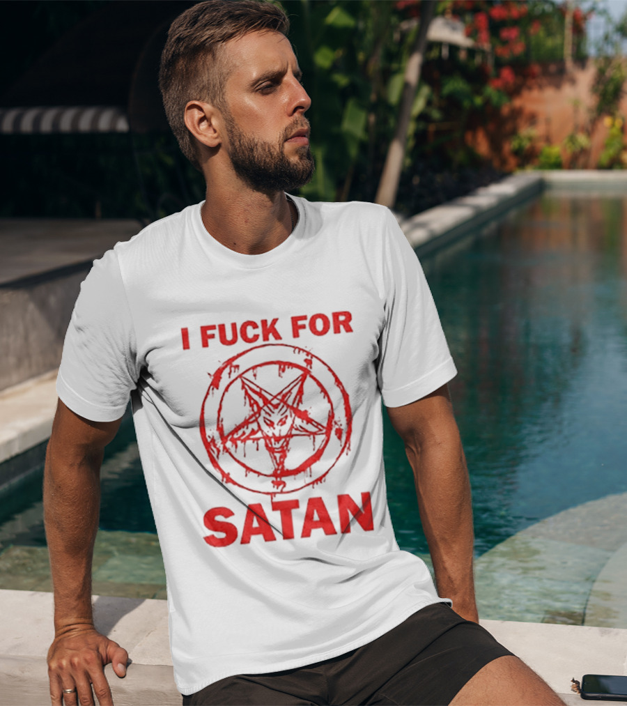 I Fuck For Satan Baphomet Pentagram T-Shirt