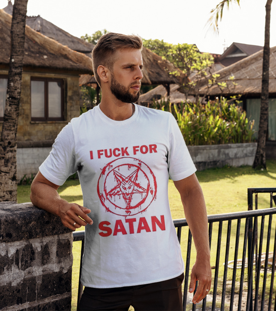 I Fuck For Satan Baphomet Pentagram T-Shirt