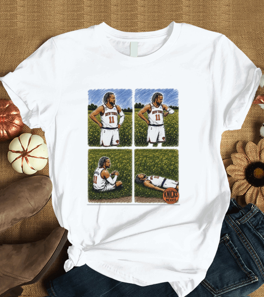 New York Knicks Jalen Brunson Whorled Tickseed Comic Knicks Mexico T-Shirt