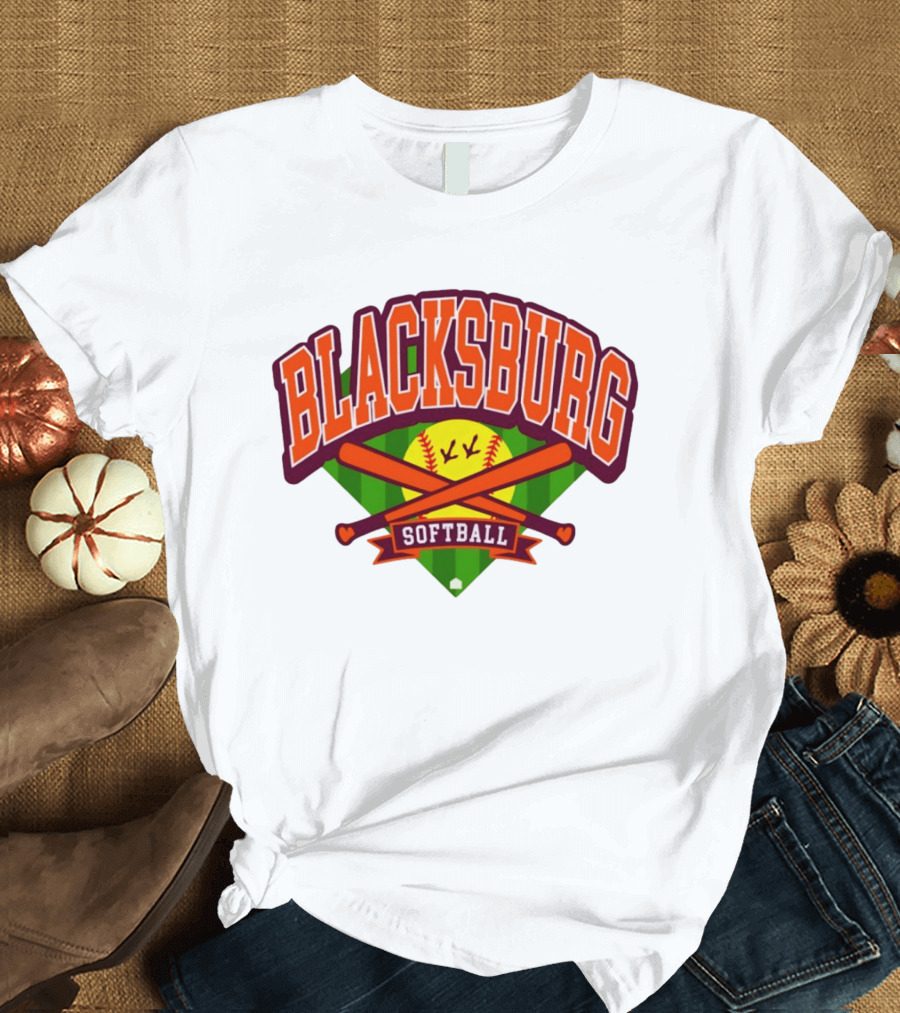 Blacksburg Softball Team Virginia Club Baseball Bat Crossed T-Shirt