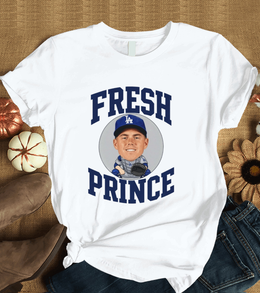 Fresh Prince Los Angeles Dodgers Baseball Player Caricature T-Shirt