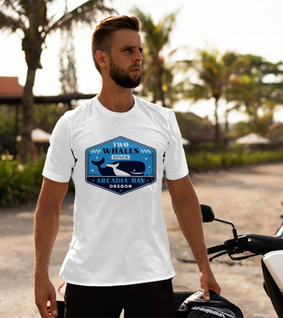 Two Whales Diner Arcadia Bay Oregon Crest T-Shirt