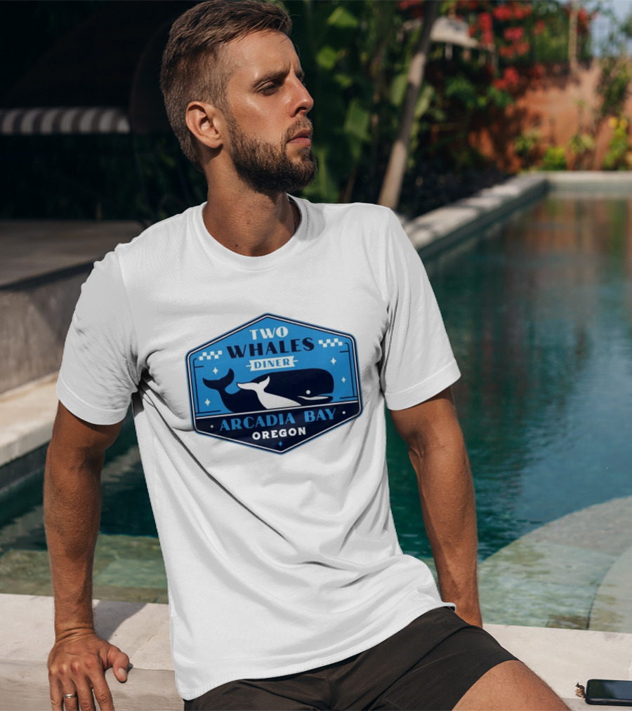 Two Whales Diner Arcadia Bay Oregon Crest T-Shirt