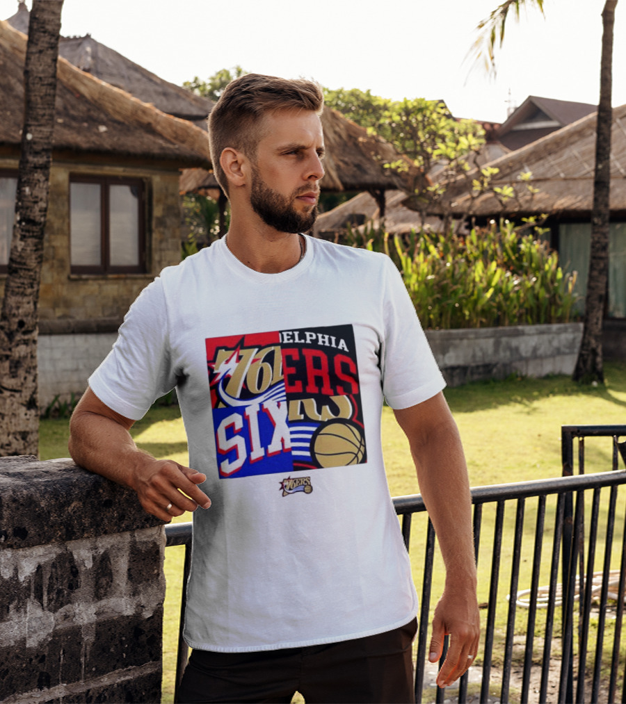 Philadelphia 76ers Vintage Block Logo Compilation NBA Basketball Fan Merch T-Shirt