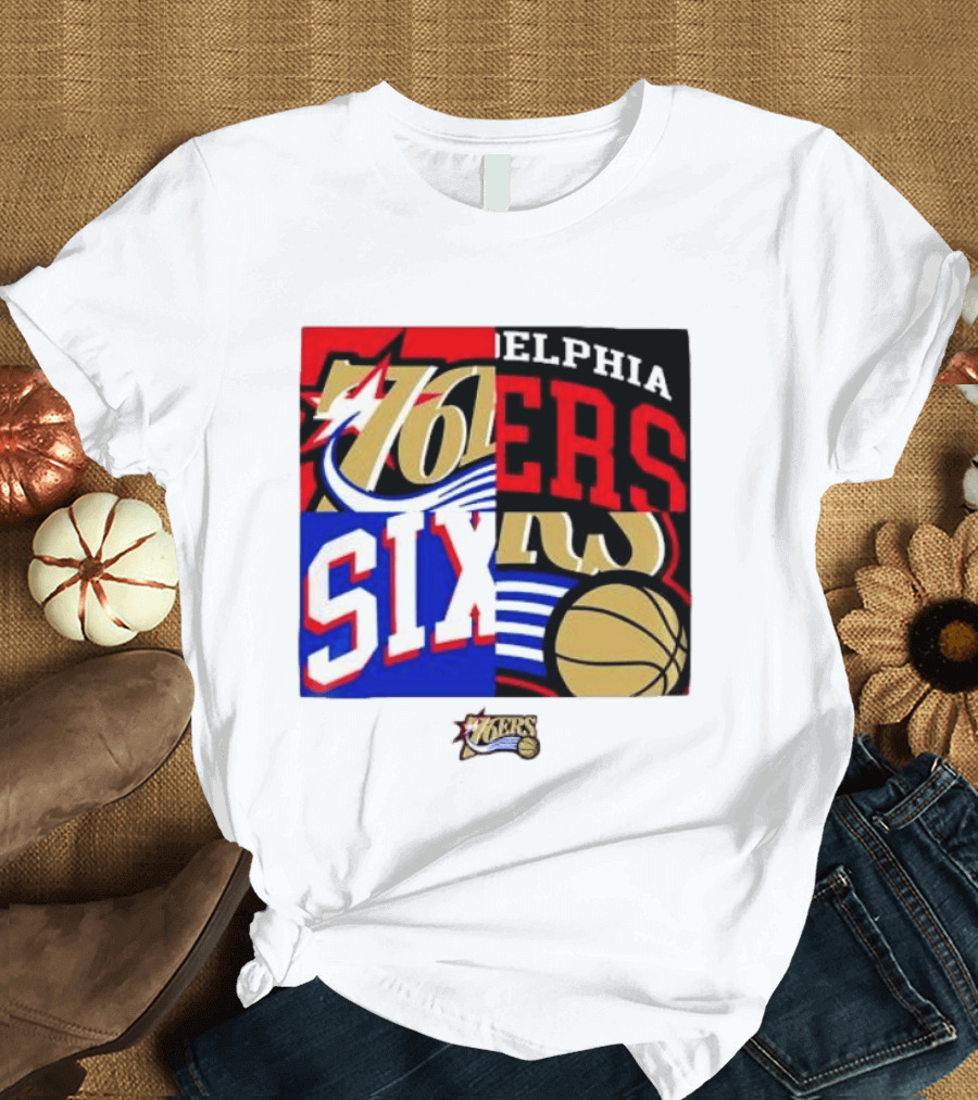 Philadelphia 76ers Vintage Block Logo Compilation NBA Basketball Fan Merch T-Shirt