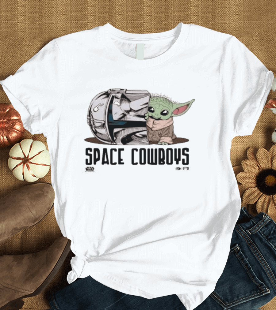 Star Wars Grogu Space Cowboys Helmet And Child Duo T-Shirt