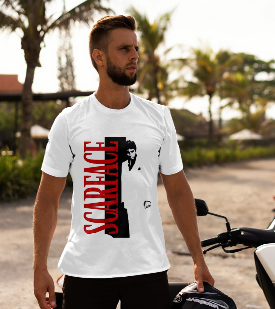 Tony Montana Scarface Movie Iconic Red Black T-Shirt