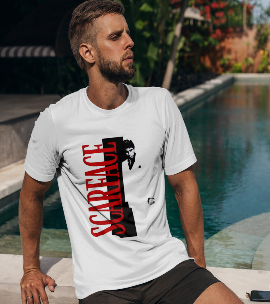 Tony Montana Scarface Movie Iconic Red Black T-Shirt