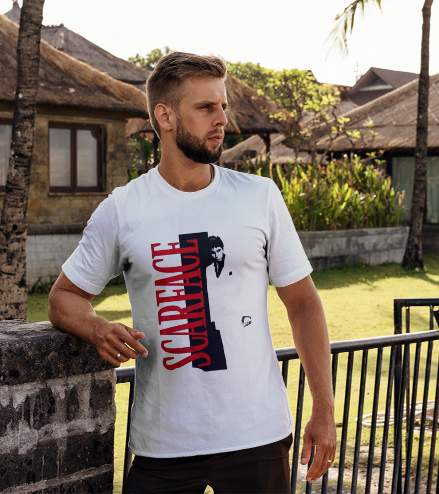 Tony Montana Scarface Movie Iconic Red Black T-Shirt