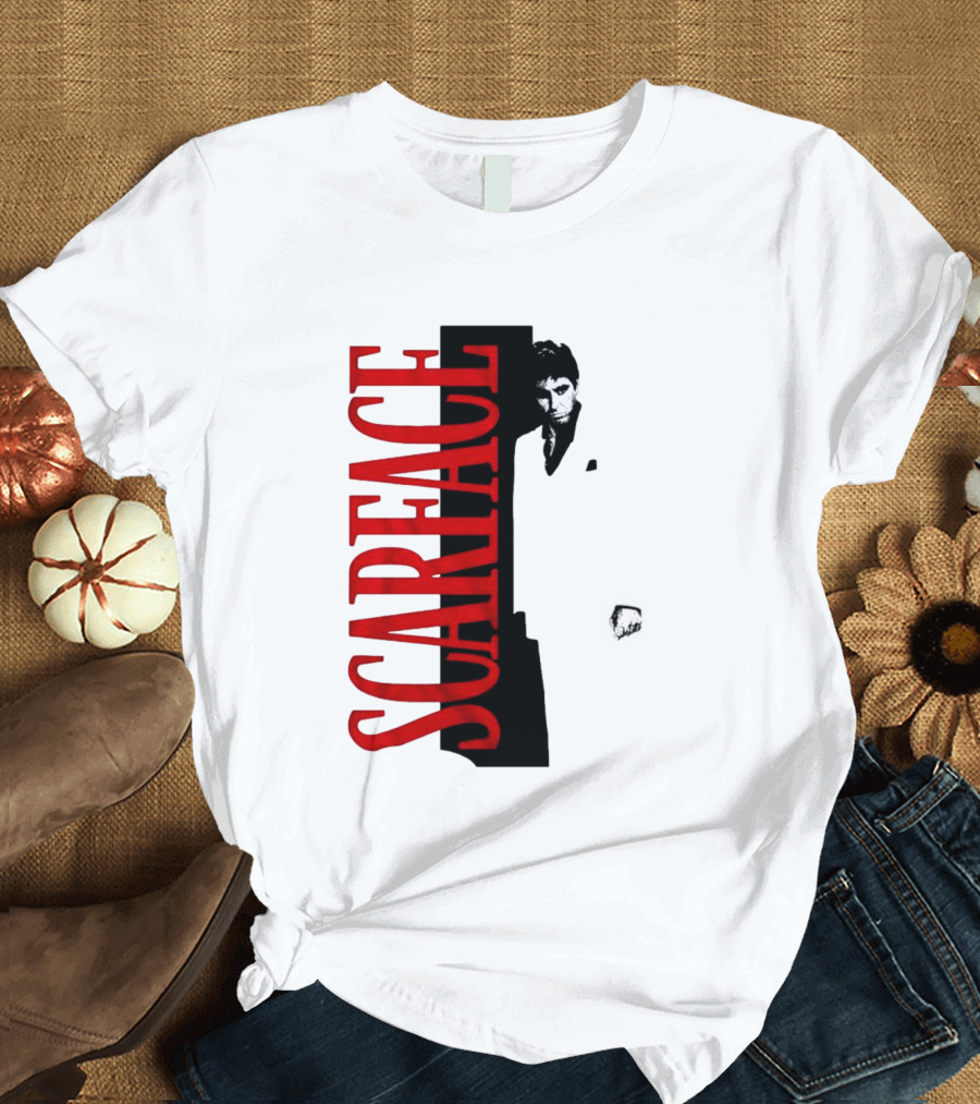 Tony Montana Scarface Movie Iconic Red Black T-Shirt