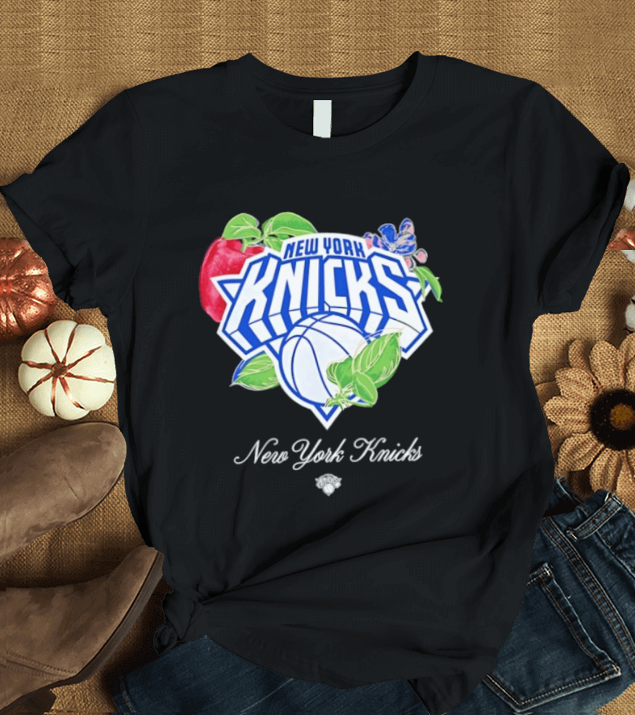 New York Knicks Lifestyle Capsule Floral Fruit Apple Basketball T-Shirt