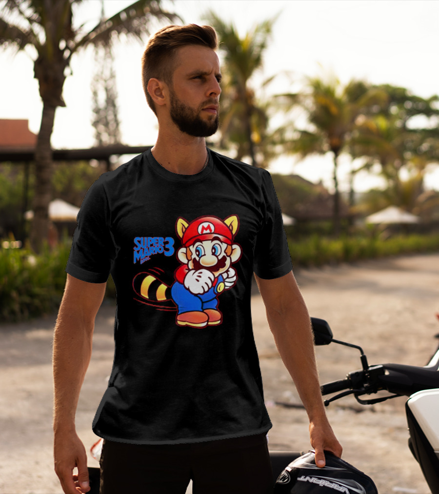 Super Mario Bros 3 Raccoon Mario Tail Whip Retro Game Nostalgia T-Shirt