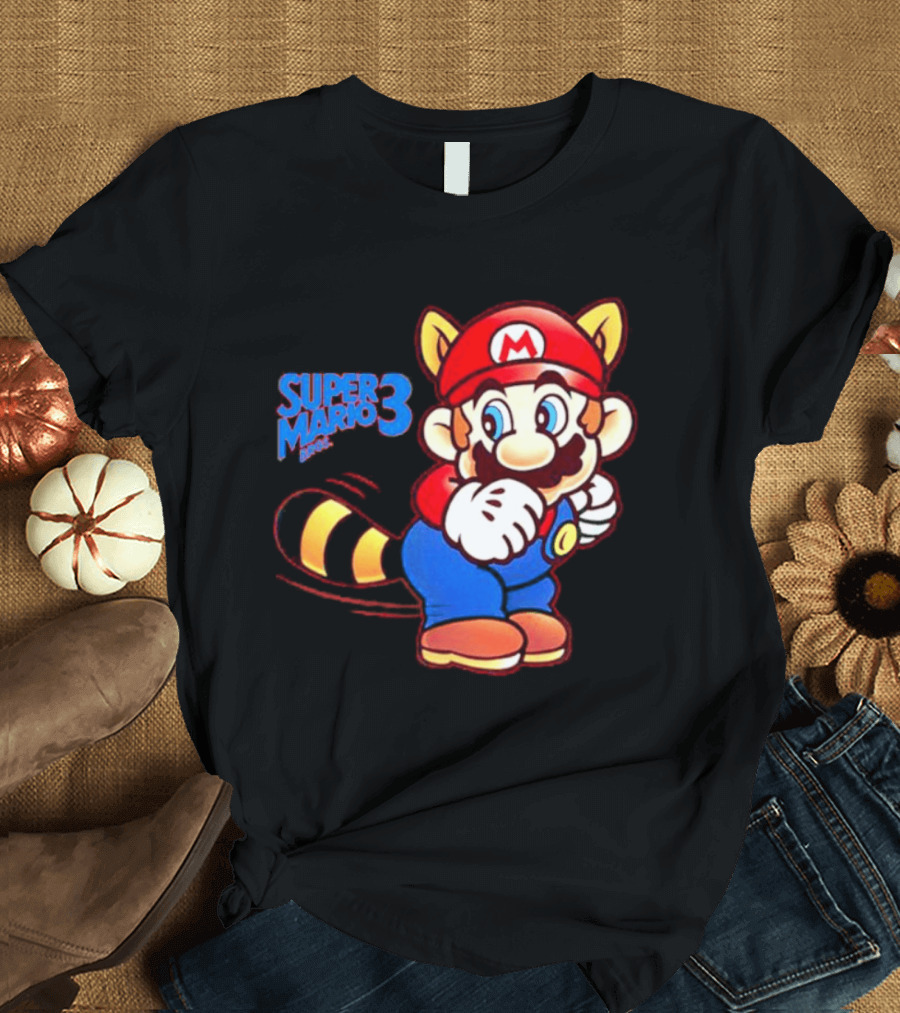 Super Mario Bros 3 Raccoon Mario Tail Whip Retro Game Nostalgia T-Shirt