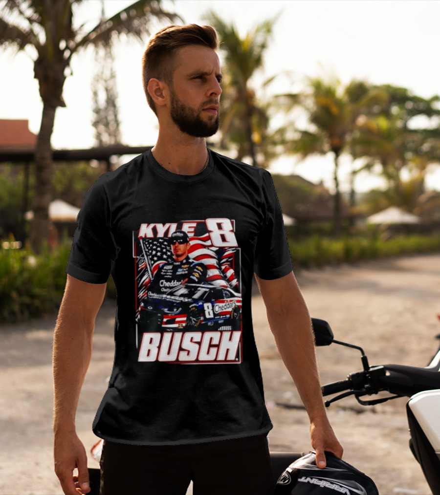 Kyle Busch 8 Cheddar's Racing With American Flag T-Shirt